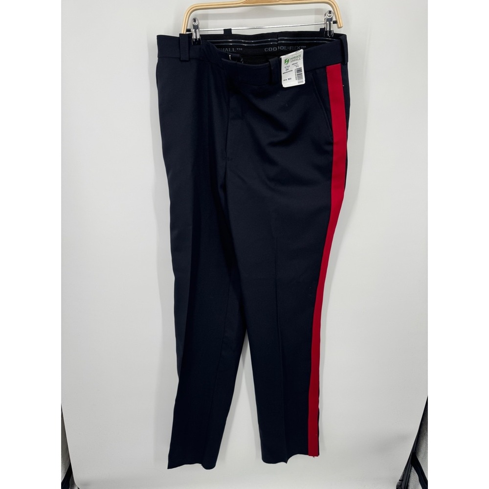 NWT Horace Small Cool Flex Pants 38 Black Red Stripe Casual‎ 100% Polyester